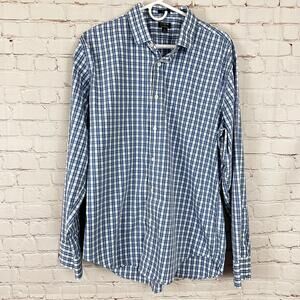 J.Crew Performance Slim Fit Checkered Shirt Size XL Blue‎ white